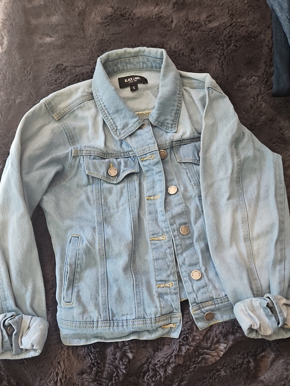 Black Label Light Wash Denim Jacket in Pale Blue